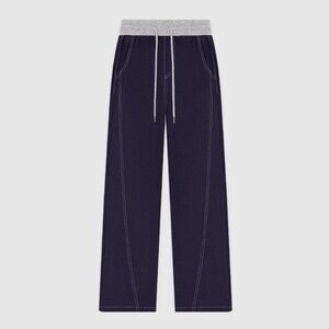 B.Sure Dark Blue Elastic Waist Casual Trousers